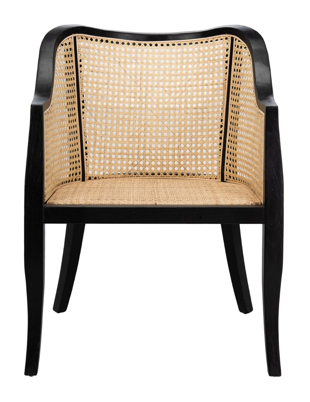 Safavieh Maika Dining Chair - Contemporary White Elm Frame With Cane Accents For Stylish Dining Comfort Black/Natural DCH9500D