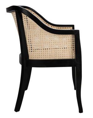 Safavieh Maika Dining Chair - Contemporary White Elm Frame With Cane Accents For Stylish Dining Comfort Black/Natural DCH9500D