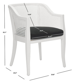 Safavieh Rina Dining Chair - Contemporary White Elm With Cane Back And Plush Black Cushion For Stylish Comfort DCH9501A