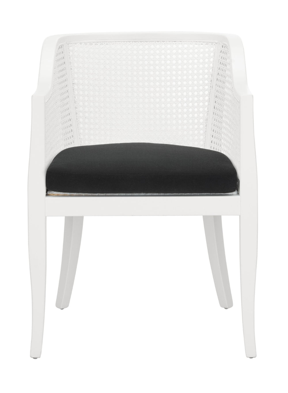 Safavieh Rina Dining Chair - Contemporary White Elm With Cane Back And Plush Black Cushion For Stylish Comfort DCH9501A