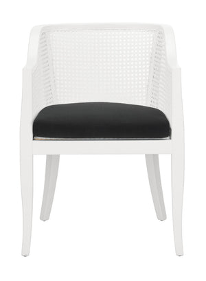 Safavieh Rina Dining Chair - Contemporary White Elm With Cane Back And Plush Black Cushion For Stylish Comfort DCH9501A