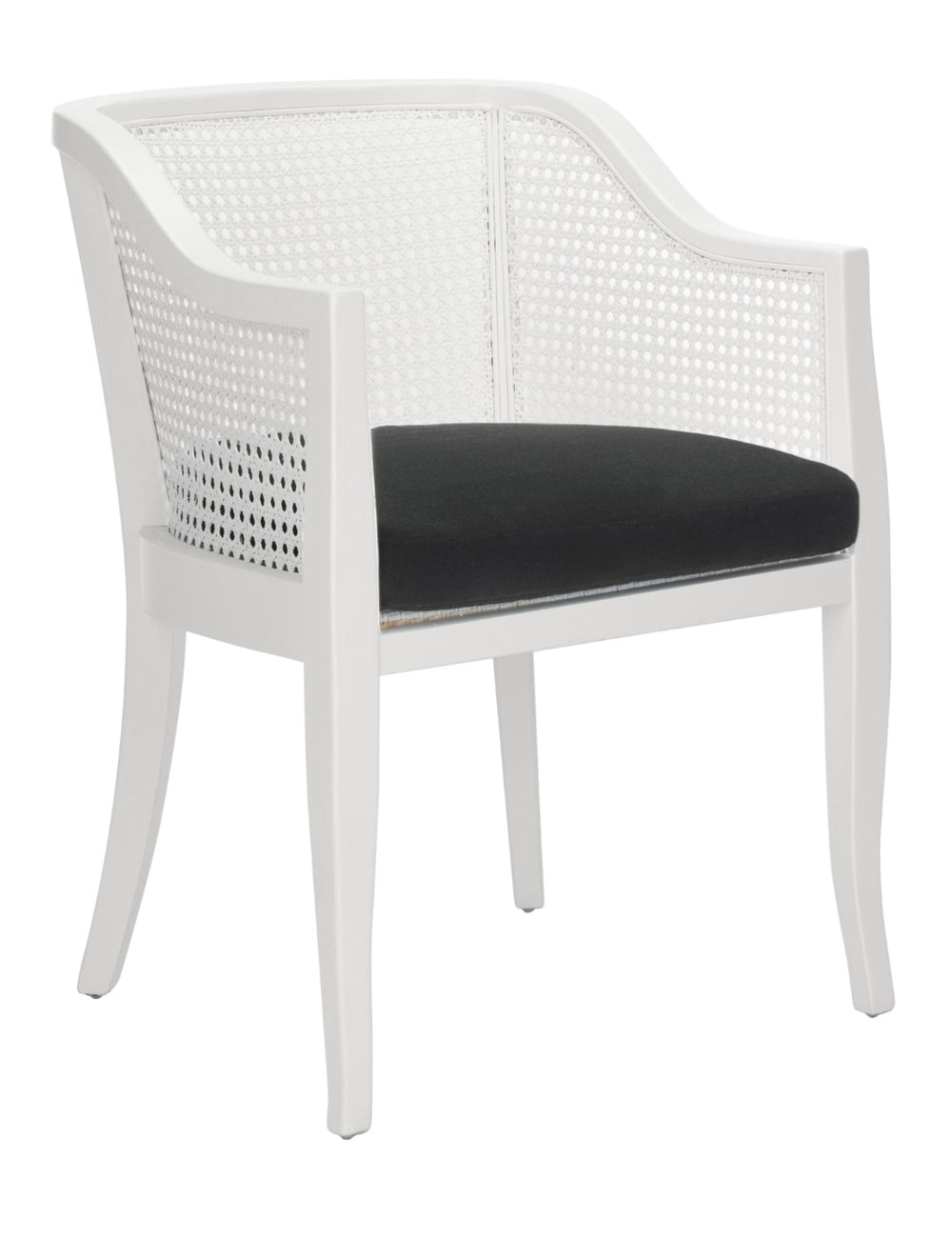 Safavieh Rina Dining Chair - Contemporary White Elm With Cane Back And Plush Black Cushion For Stylish Comfort DCH9501A