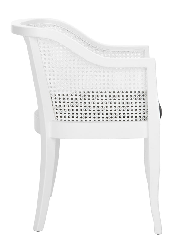 Safavieh Rina Dining Chair - Contemporary White Elm With Cane Back And Plush Black Cushion For Stylish Comfort DCH9501A