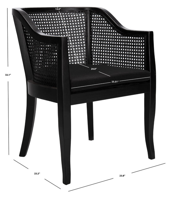 Safavieh Rina Dining Chair - Modern Elm Craftsmanship With Timeless Cane Detailing For Elegant Dining Spaces Black DCH9501C