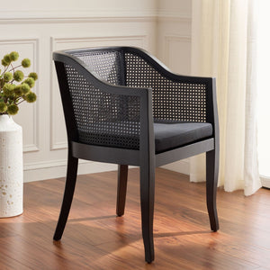 Safavieh Rina Dining Chair - Modern Elm Craftsmanship With Timeless Cane Detailing For Elegant Dining Spaces Black DCH9501C