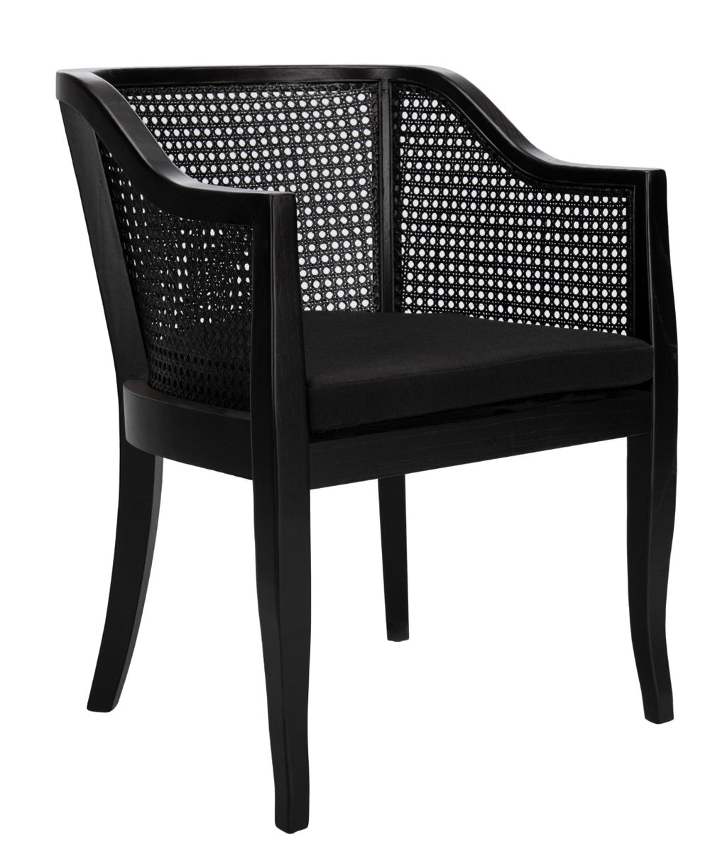 Safavieh Rina Dining Chair - Modern Elm Craftsmanship With Timeless Cane Detailing For Elegant Dining Spaces Black DCH9501C