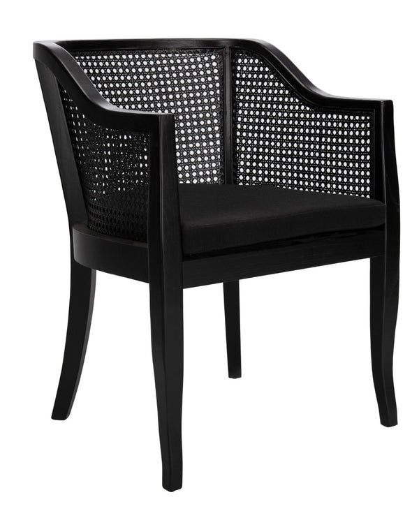 Safavieh Rina Dining Chair - Modern Elm Craftsmanship With Timeless Cane Detailing For Elegant Dining Spaces Black DCH9501C