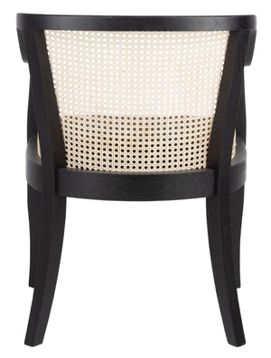 Safavieh Rina Dining Chair - Modern Elm Craftsmanship With Timeless Cane Detailing For Elegant Dining Spaces Black/Natural/Black Cushion DCH9501D