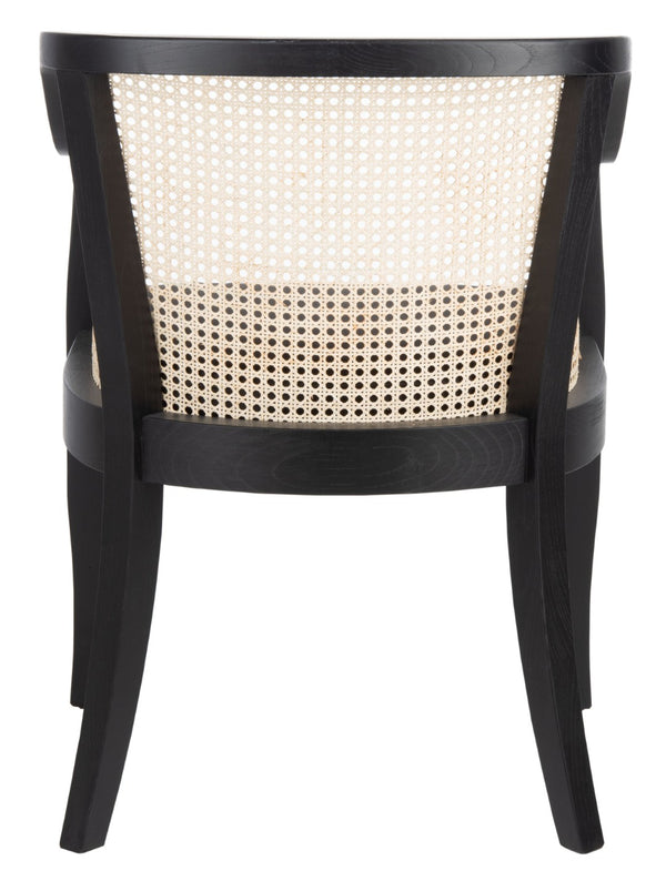Safavieh Rina Dining Chair - Modern Elm Craftsmanship With Timeless Cane Detailing For Elegant Dining Spaces Black/Natural/Black Cushion DCH9501D