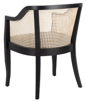 Safavieh Rina Dining Chair - Modern Elm Craftsmanship With Timeless Cane Detailing For Elegant Dining Spaces Black/Natural/Black Cushion DCH9501D