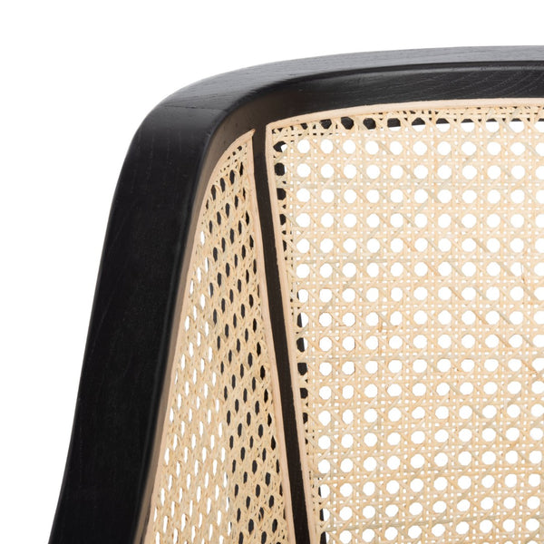 Safavieh Rina Dining Chair - Modern Elm Craftsmanship With Timeless Cane Detailing For Elegant Dining Spaces Black/Natural/Black Cushion DCH9501D