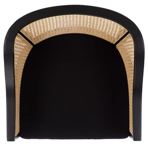 Safavieh Rina Dining Chair - Modern Elm Craftsmanship With Timeless Cane Detailing For Elegant Dining Spaces Black/Natural/Black Cushion DCH9501D