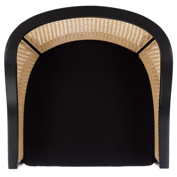 Safavieh Rina Dining Chair - Modern Elm Craftsmanship With Timeless Cane Detailing For Elegant Dining Spaces Black/Natural/Black Cushion DCH9501D