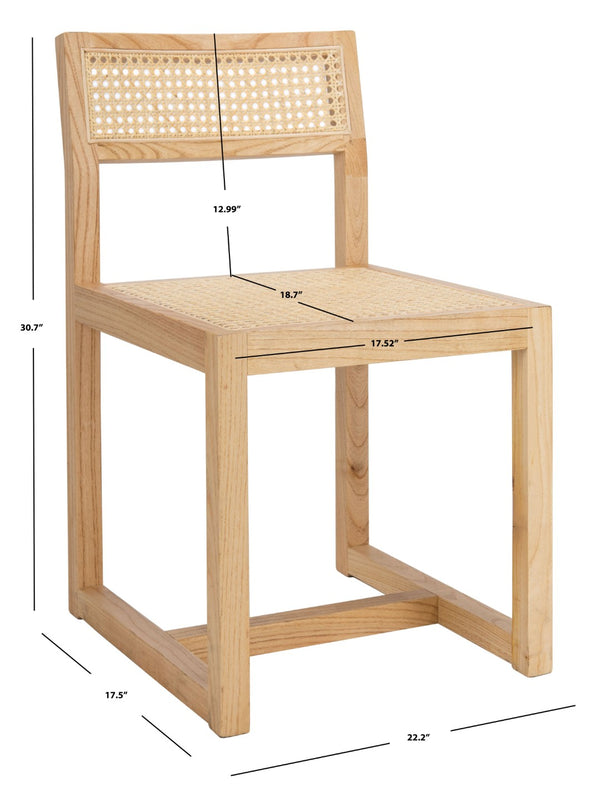 Safavieh Bernice Cane Dining Chair - Elegant Minimalist Design With Ergonomic Comfort For Modern Spaces Natural Cane/Natural Rattan DCH9502C