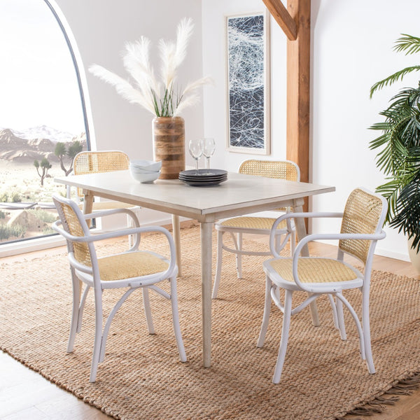 Safavieh Keiko Cane Dining Chair - Timeless Japanese Craft Meets Modern Design For Elegant Dining Spaces White/Natural DCH9503A