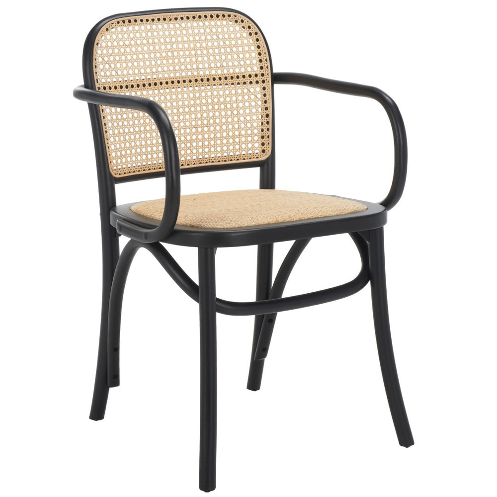 Safavieh Keiko Cane Dining Chair - Timeless Japanese Craft Meets Modern Design For Elegant Dining Spaces Black/Natural DCH9503B