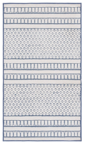 Safavieh Deco Accent-shaped Area Rug In Blue Ivory - Elegant 2'3" X 3'9" Cotton, Washable & Stylish Comfort Blue ,Ivory Cotton Dco106m-2745