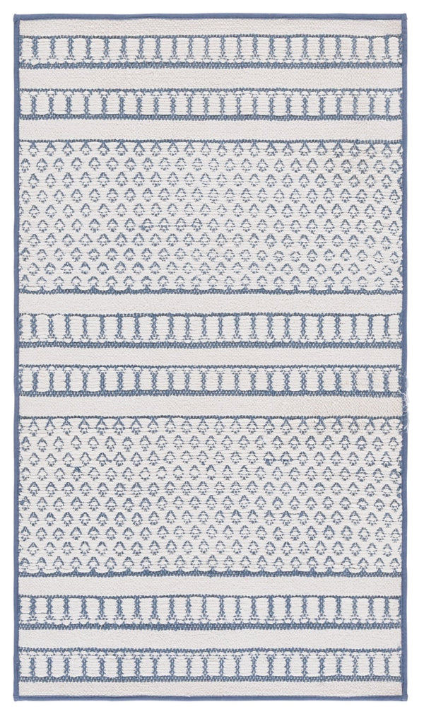 Safavieh Deco Accent-shaped Area Rug In Blue Ivory - Elegant 2'3" X 3'9" Cotton, Washable & Stylish Comfort Blue ,Ivory Cotton Dco106m-2745