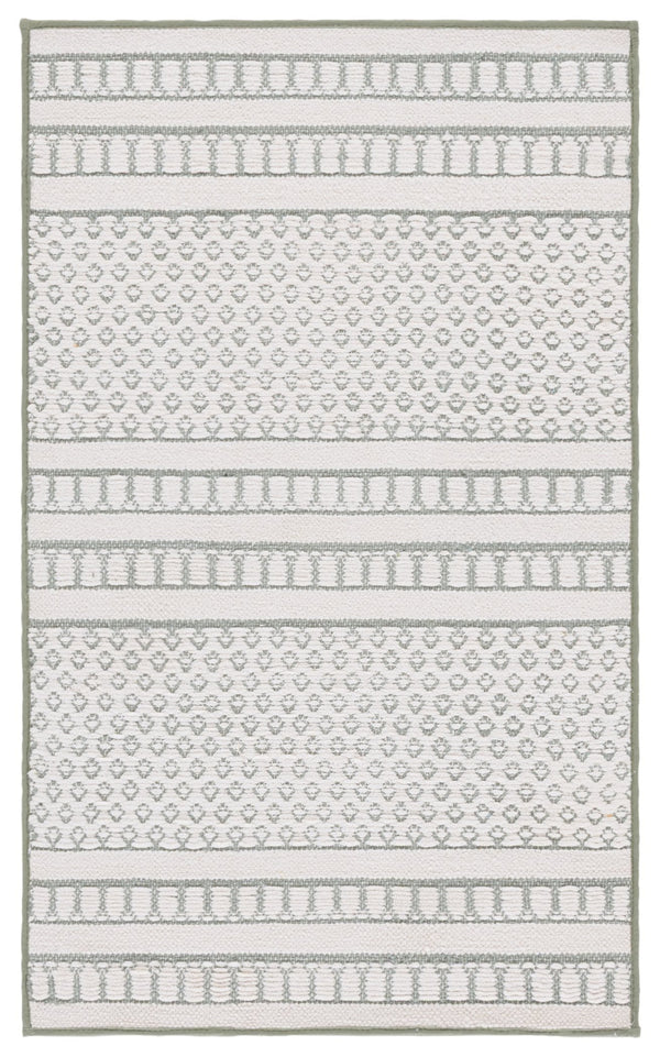 Safavieh Deco Sage Ivory Cotton Accent Rug 2'3"X3'9" – Coastal Geometric, Low-Profile 3/8" Pile, Washable DCO106Y-2745