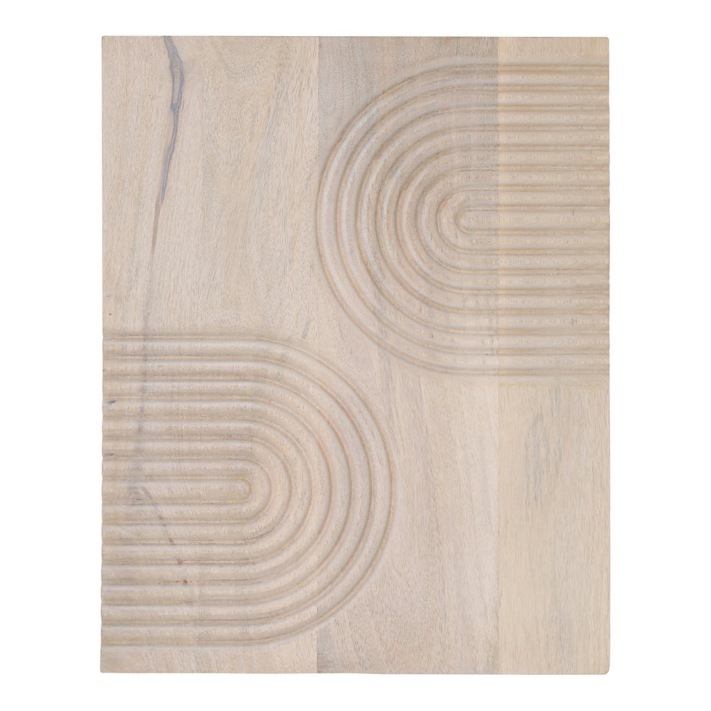 Moe's Home Passages Carved Mango Wood Wall Art With Unique Curved Design - Sustainable Home Decor Accent White Mango Wood Dd-1044-18