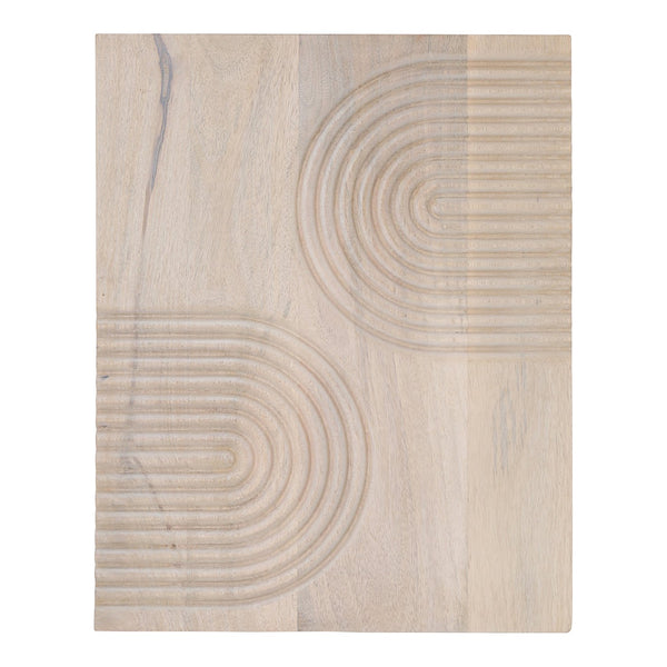 Moe's Home Passages Carved Mango Wood Wall Art With Unique Curved Design - Sustainable Home Decor Accent White Mango Wood Dd-1044-18