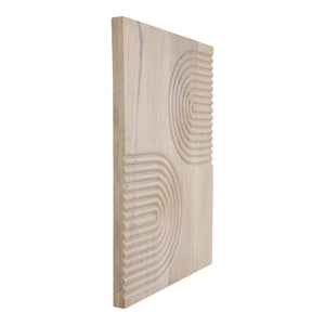 Moe's Home Passages Carved Mango Wood Wall Art With Unique Curved Design - Sustainable Home Decor Accent White Mango Wood Dd-1044-18