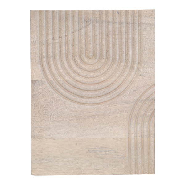 Moe's Home Passages Carved Mango Wood Wall Art With Unique Curved Design - Sustainable Home Decor Accent White Mango Wood Dd-1044-18