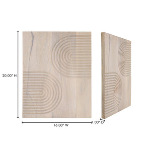 Moe's Home Passages Carved Mango Wood Wall Art With Unique Curved Design - Sustainable Home Decor Accent White Mango Wood Dd-1044-18