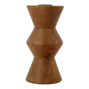 Moe's Home Sequence Small Wooden Candle Holder – Artfully Crafted Mango Wood & Antique Metal For Timeless Elegance Brown Mango Wood,Antique Metal Cup Dd-1045-03