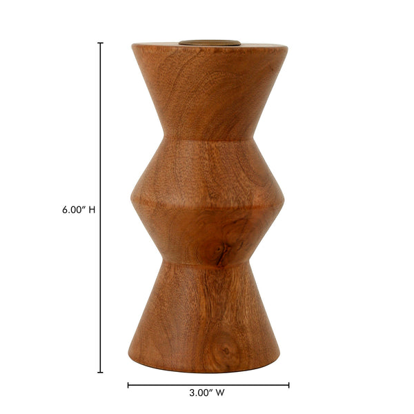Moe's Home Sequence Small Wooden Candle Holder – Artfully Crafted Mango Wood & Antique Metal For Timeless Elegance Brown Mango Wood,Antique Metal Cup Dd-1045-03