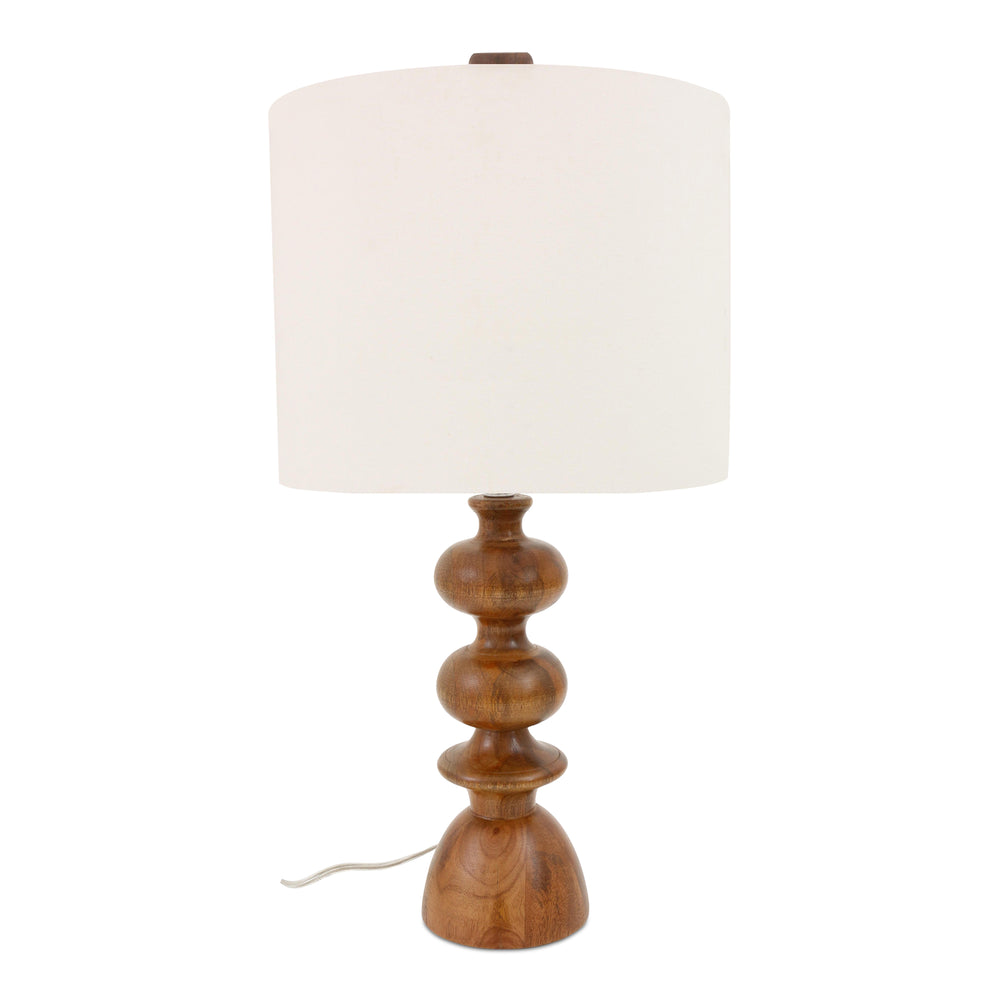 Moe's Home Gwen Table Lamp - Vintage-inspired Mango Wood Base With Textured Cotton Shade For Elegant Decor Brown Mango Wood Base,Textured Cotton Shade Dd-1049-21