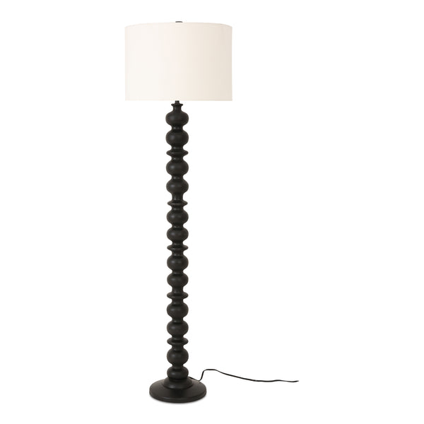 Moe's Home Gwen Floor Lamp - Vintage-inspired Mango Wood Design With Textured Cotton Shade For Elegant Spaces Black Mango Wood Base,Textured Cotton Shade Dd-1050-02-0