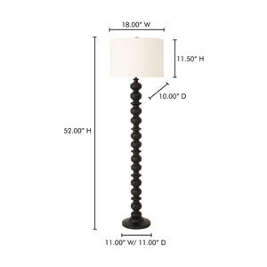 Moe's Home Gwen Floor Lamp - Vintage-inspired Mango Wood Design With Textured Cotton Shade For Elegant Spaces Black Mango Wood Base,Textured Cotton Shade Dd-1050-02-0