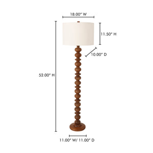 Moe's Home Gwen Floor Lamp - Vintage-inspired Mango Wood Design With Textured Cotton Shade For Elegant Spaces Brown Mango Wood Base,Textured Cotton Shade Dd-1050-21-0