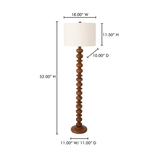 Moe's Home Gwen Floor Lamp - Vintage-inspired Mango Wood Design With Textured Cotton Shade For Elegant Spaces Brown Mango Wood Base,Textured Cotton Shade Dd-1050-21-0
