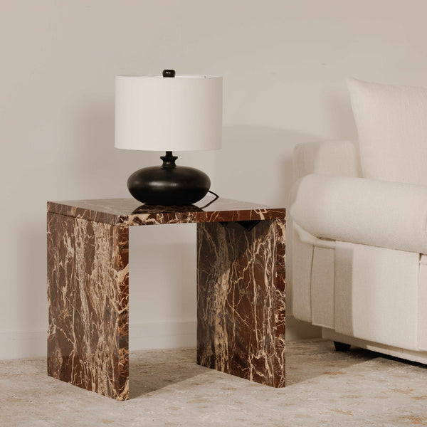 Moe's Home Evie Table Lamp - Vintage-inspired Mango Wood Design With Textured Cotton Shade For Elegant Lighting Black Mango Wood Base,Textured Cotton Shade Dd-1051-02