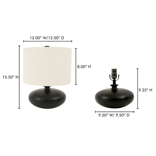 Moe's Home Evie Table Lamp - Vintage-inspired Mango Wood Design With Textured Cotton Shade For Elegant Lighting Black Mango Wood Base,Textured Cotton Shade Dd-1051-02