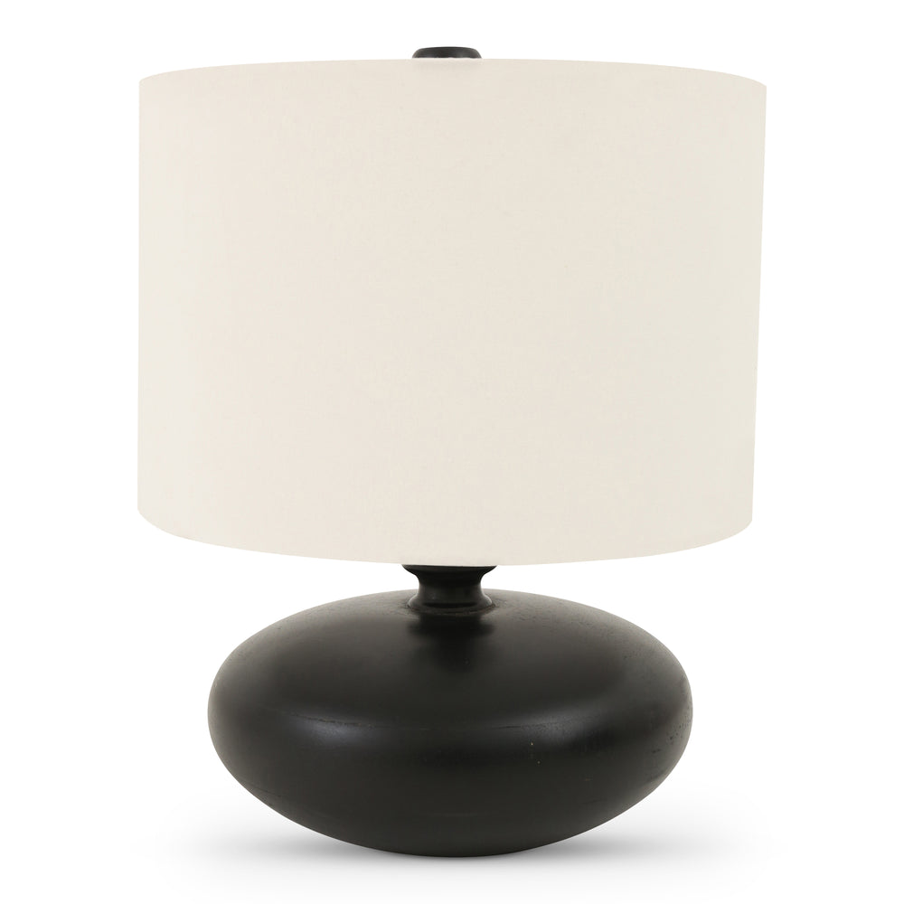Moe's Home Evie Table Lamp - Vintage-inspired Mango Wood Design With Textured Cotton Shade For Elegant Lighting Black Mango Wood Base,Textured Cotton Shade Dd-1051-02