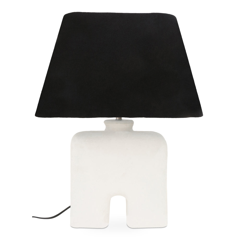 Moe's Home Yara Table Lamp - Eco-friendly Ecomix Base With Mango Wood Neck And Textured Cotton Shade Design White Ecomix Base And A Mango Wood Neck,Textured Cotton Shade Dd-1052-18