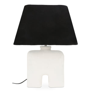 Moe's Home Yara Table Lamp - Eco-friendly Ecomix Base With Mango Wood Neck And Textured Cotton Shade Design White Ecomix Base And A Mango Wood Neck,Textured Cotton Shade Dd-1052-18