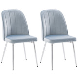 Noelle Velvet Channel Tufted Side Chair in Blue - Set of 2
