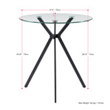CorLiving Eliana Round Glass Top Bistro Table 27" Black DDW-201-T