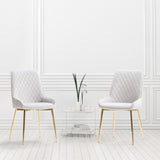 CorLiving Nia Velvet Diamond Tufted Dining Chair in Light Grey - Set of 2 Light Grey DDW-204-C