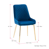 CorLiving Nia Velvet Diamond Tufted Dining Chair in Navy Blue - Set of 2 Navy Blue DDW-205-C