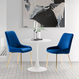 CorLiving Nia Velvet Diamond Tufted Dining Chair in Navy Blue - Set of 2 Navy Blue DDW-205-C