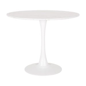 CorLiving Round Marbled Bistro Table 35" White Marble DDW-511-T