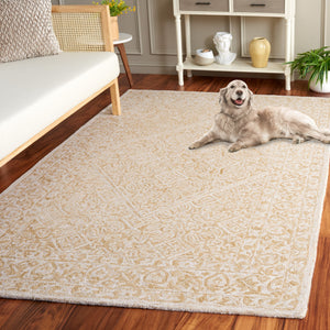 Safavieh Dip Hand-tufted Area Rug With Floral Motifs - Luxurious Wool Blend For Modern Home Elegance Light Beige ,Ivory 80% Wool,20% Cotton Ddy151a-7r