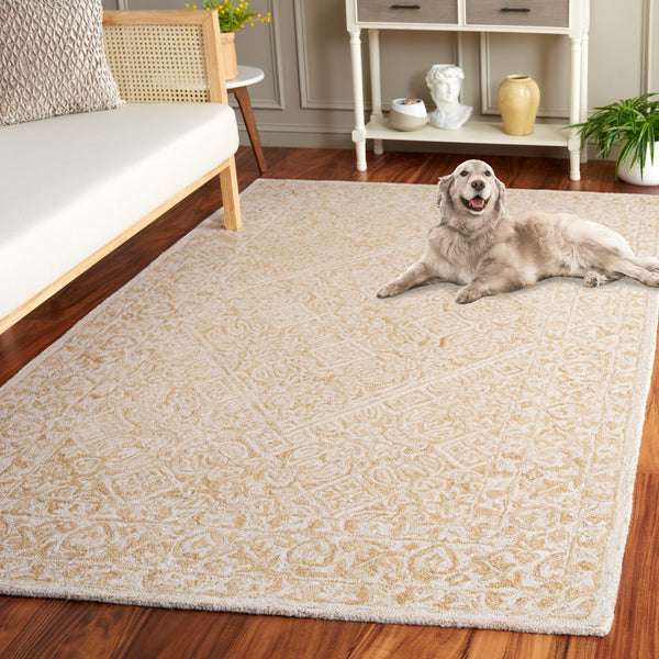 Safavieh Dip Hand-tufted Area Rug With Floral Motifs - Luxurious Wool Blend For Modern Home Elegance Light Beige ,Ivory 80% Wool,20% Cotton Ddy151a-7r