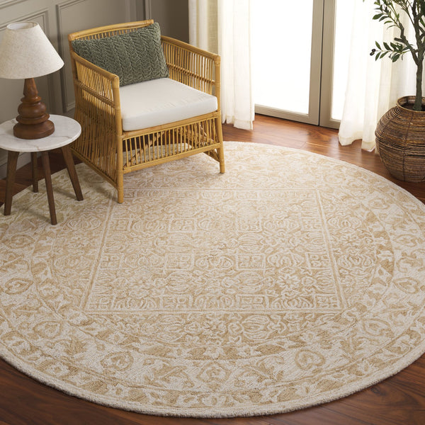 Safavieh Dip Hand-tufted Area Rug With Floral Motifs - Luxurious Wool Blend For Modern Home Elegance Light Beige ,Ivory 80% Wool,20% Cotton Ddy151a-7r
