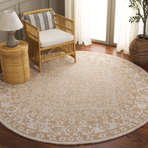 Safavieh Dip Hand-tufted Area Rug With Floral Motifs - Luxurious Wool Blend For Modern Home Elegance Beige ,Ivory 80% Wool,20% Cotton Ddy151b-5